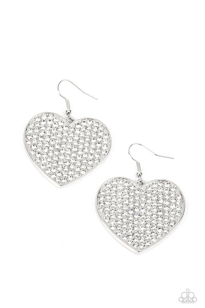 Romantic Reign - White Earrings Heart