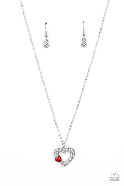 Bedazzled Bliss - Red Necklace Heart