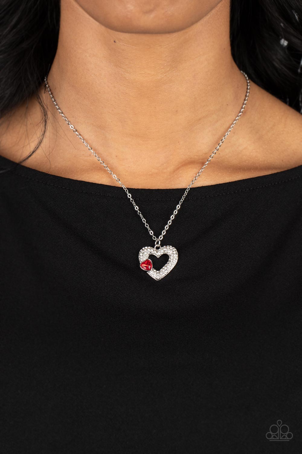 Bedazzled Bliss - Red Necklace Heart