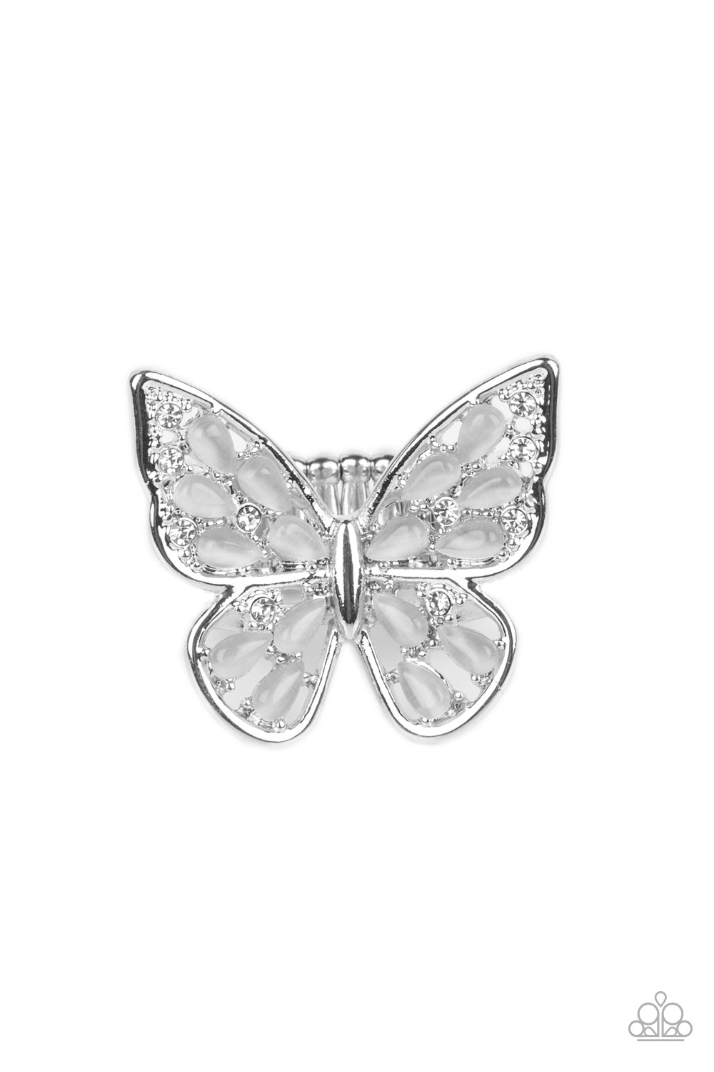 Flying Fashionista - White Ring Butterfly