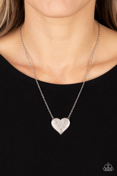 Spellbinding Sweetheart - White Necklace Heart