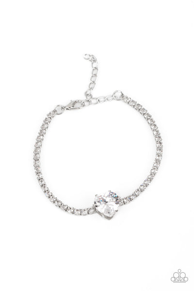 Bedazzled Beauty - White Bracelet Heart