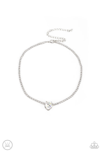 Flirty Fiancé - White Necklace Heart