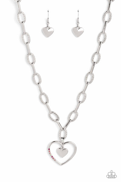 Refulgent Romance - Pink Necklace Heart