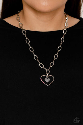 Refulgent Romance - Pink Necklace Heart