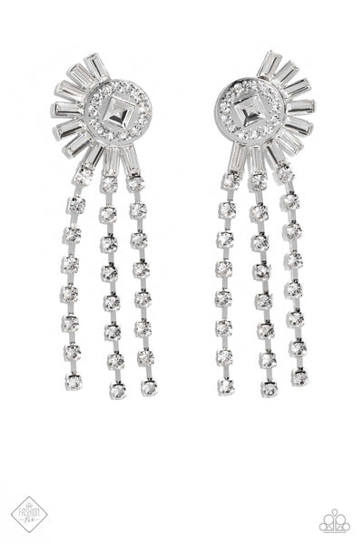 Torrential Twinkle - White Earrings  Fashion Fix 05/2023