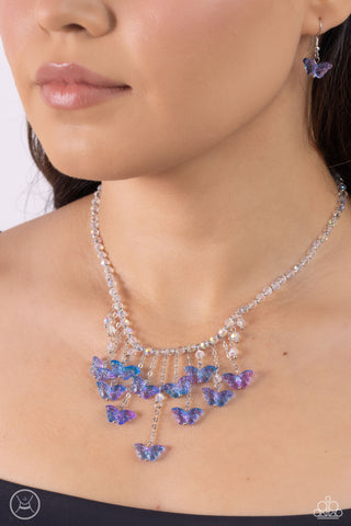 Majestic Metamorphosis - Blue Necklace Butterfly