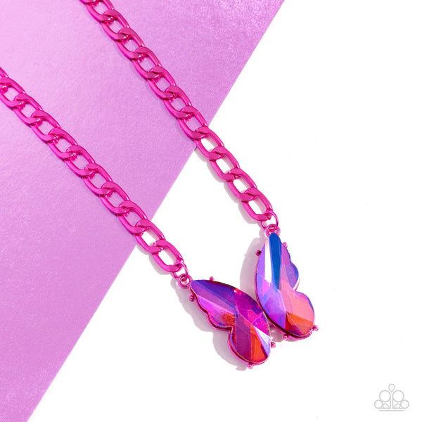 Fascinating Flyer - Pink Necklace Butterfly