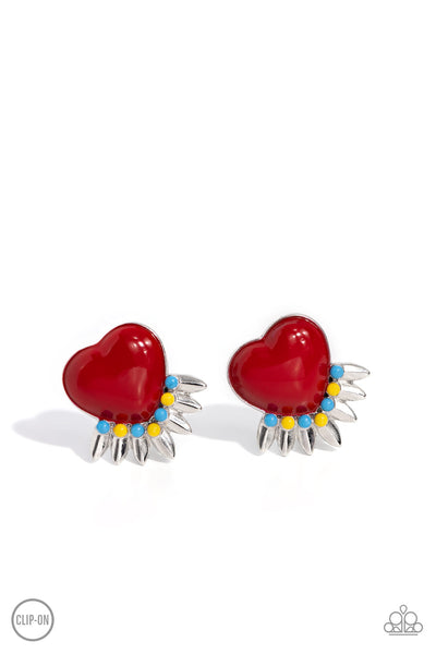 Spring Story - Red Earring Clip on