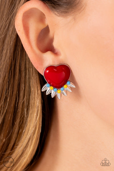 Spring Story - Red Earring Clip on