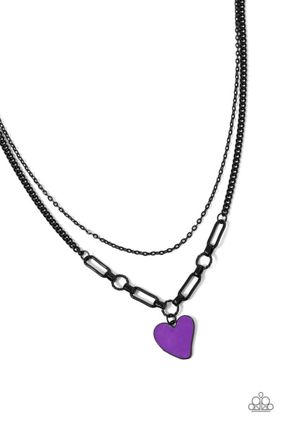 Carefree Confidence - Purple Necklace Heart