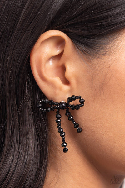 The BOW Must Go On - Black Earring Bow