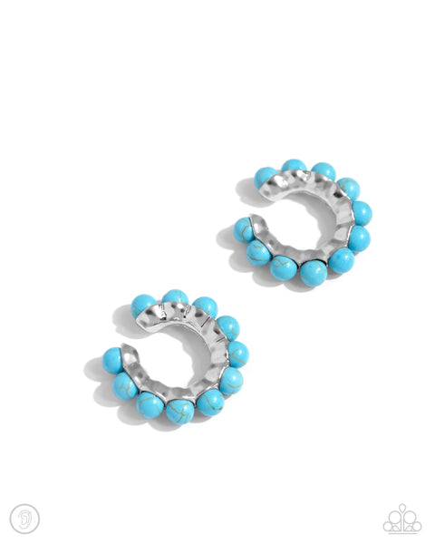 Southwestern Spiral - Blue Ear Cuff