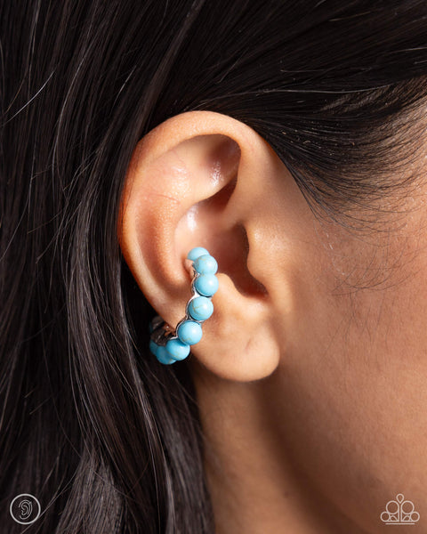 Southwestern Spiral - Blue Ear Cuff
