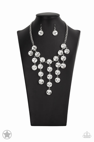 Spotlight Stunner Silver/White Necklace Blockbuster