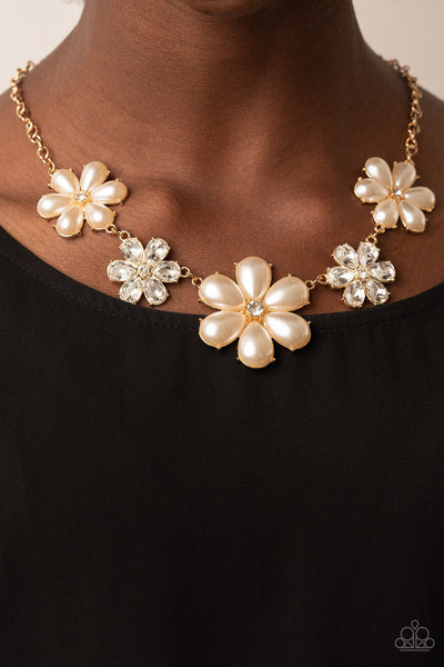 Fiercely Flowering- Gold Necklace